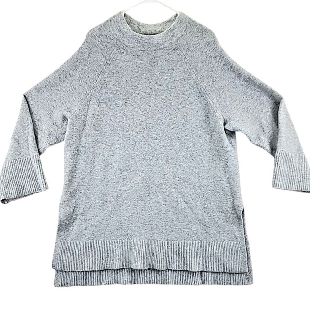 Ann Taylor Women's Gray Speckled Knit Sweater Mock‎ Neck Long Sleeve Size XXL